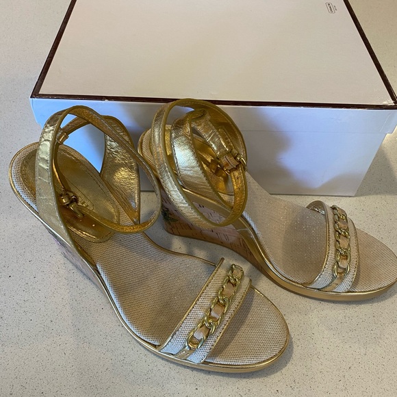 Coach gold/cork wedges - Picture 5 of 5